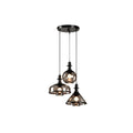 **Technische Titel**: Drievoudige Hanglamp met Schaduw van Glas in Zwart en Transparant Design