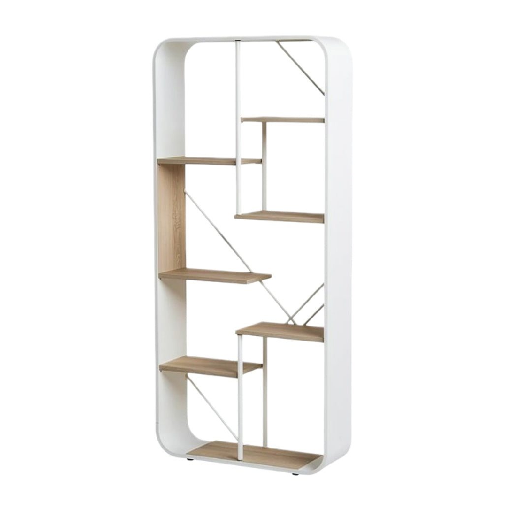 Moderne Open Boekenkast met Wit Frame en Houten Planken