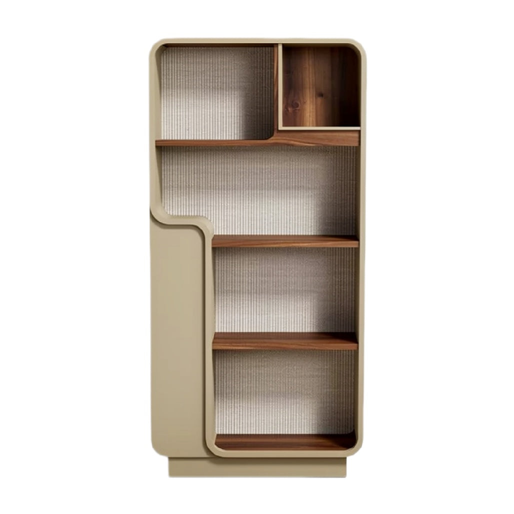 Moderne Opbergkast met Aansluitende Houten Accenten en Textuur