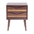 **Moderne Houten Nachtkast met Twee Lades en Strakke Poten**