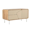Eenvoudige en Moderne Dressoir met Houten Afwerking en Minimalistische Lijnen