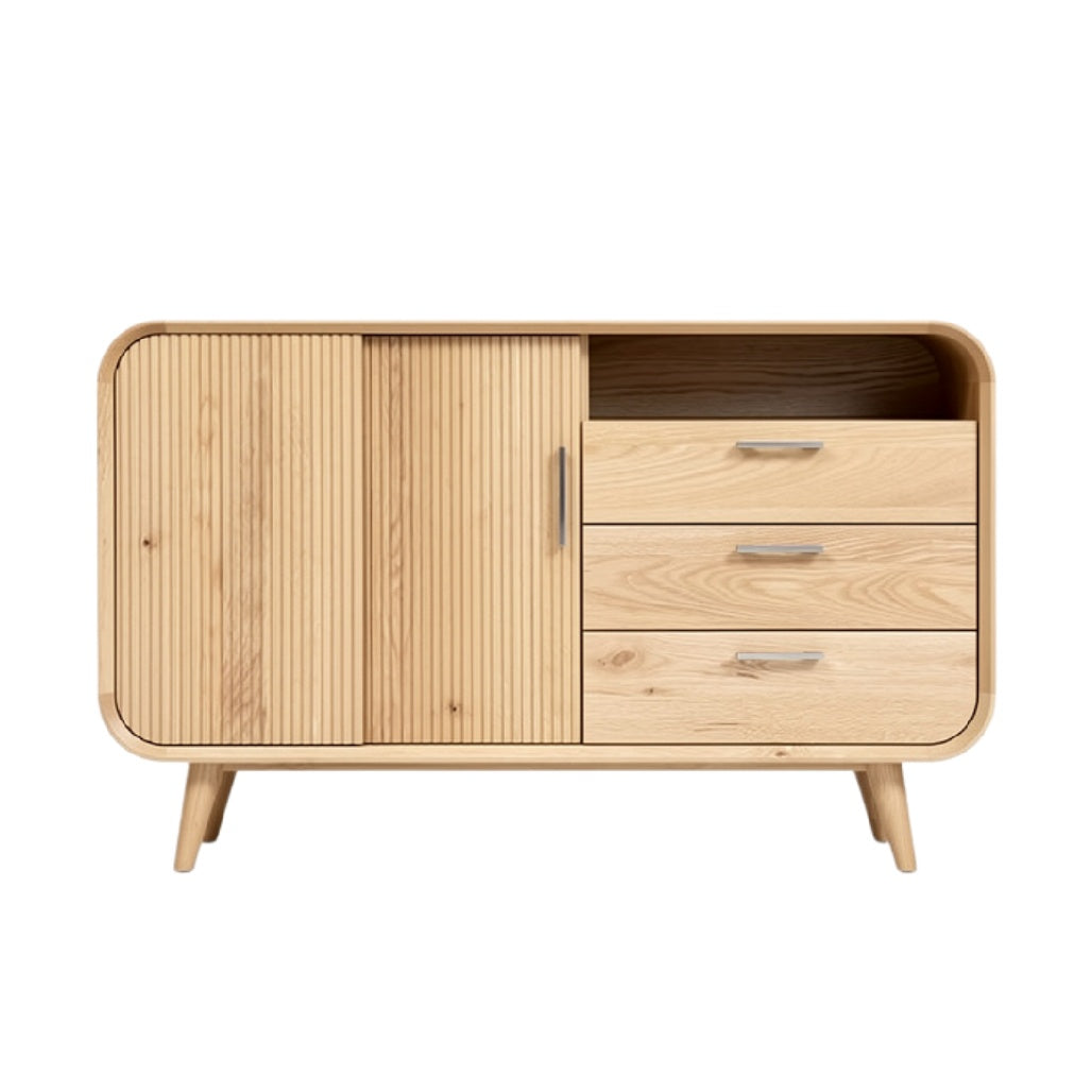 "Moderne Eikenhouten Dressoir met Lades en Deuren"